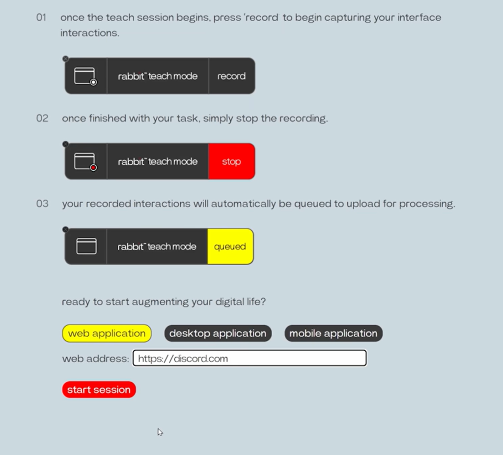 Rabbit R1 Teach mode